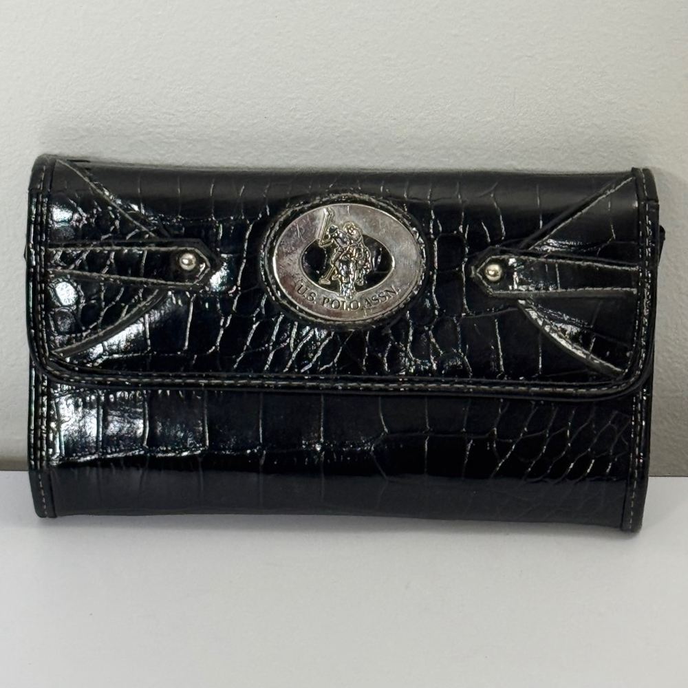 US Polo Club Black Faux Leather Purse Wallet